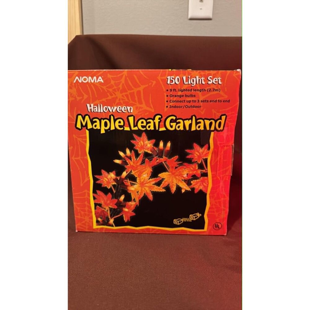 Noma Vintage Halloween 150  Lights Garland Maple Leaf